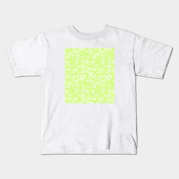 Green Wildflower Floral Pattern Kids T-Shirt by FloralPatterns